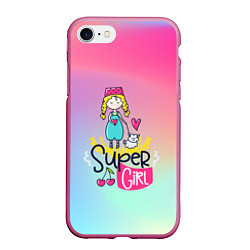 Чехол iPhone 7/8 матовый SUPER GIRL, цвет: 3D-малиновый