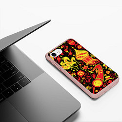 Чехол iPhone 7/8 матовый Русский мотив, цвет: 3D-светло-розовый — фото 2