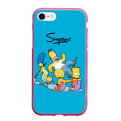 Чехол iPhone 7/8 матовый Семейка Симпсонов, цвет: 3D-малиновый