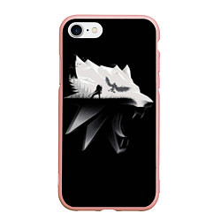 Чехол iPhone 7/8 матовый Волк Ведьмака, цвет: 3D-светло-розовый