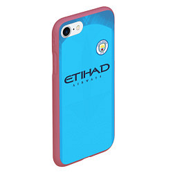 Чехол iPhone 7/8 матовый FC Man City: Home 18-19, цвет: 3D-малиновый — фото 2