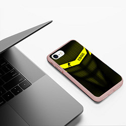 Чехол iPhone 7/8 матовый CS:GO Yellow Carbon, цвет: 3D-светло-розовый — фото 2