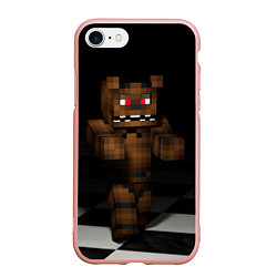 Чехол iPhone 7/8 матовый Minecraft: Freddy FNAF, цвет: 3D-светло-розовый