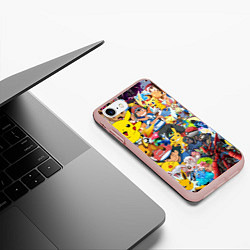 Чехол iPhone 7/8 матовый Pokemon Bombing, цвет: 3D-светло-розовый — фото 2