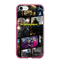 Чехол iPhone 7/8 матовый Cyberpunk 2077: Stories, цвет: 3D-малиновый