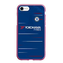Чехол iPhone 7/8 матовый FC Chelsea Home 18-19, цвет: 3D-малиновый
