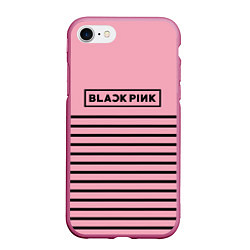 Чехол iPhone 7/8 матовый Black Pink: Black Stripes, цвет: 3D-малиновый