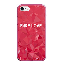 Чехол iPhone 7/8 матовый BTS: Fake Love, цвет: 3D-малиновый