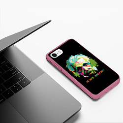 Чехол iPhone 7/8 матовый Albert Einstein, цвет: 3D-малиновый — фото 2