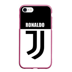Чехол iPhone 7/8 матовый Ronaldo Juve, цвет: 3D-малиновый