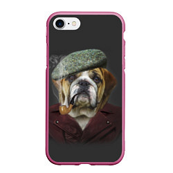 Чехол iPhone 7/8 матовый Бульдог Холмс, цвет: 3D-малиновый