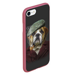 Чехол iPhone 7/8 матовый Бульдог Холмс, цвет: 3D-малиновый — фото 2