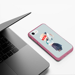 Чехол iPhone 7/8 матовый Senpai School Girl, цвет: 3D-малиновый — фото 2