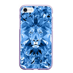 Чехол iPhone 7/8 матовый Сине-бело-голубой лев, цвет: 3D-светло-сиреневый