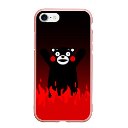 Чехол iPhone 7/8 матовый Kumamon: Hell Flame, цвет: 3D-светло-розовый