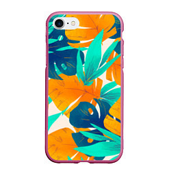 Чехол iPhone 7/8 матовый Лазурные тропики, цвет: 3D-малиновый