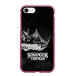 Чехол iPhone 7/8 матовый Stranger Things: Black Hut, цвет: 3D-малиновый