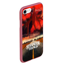 Чехол iPhone 7/8 матовый Stranger Things: Road to Dream, цвет: 3D-малиновый — фото 2