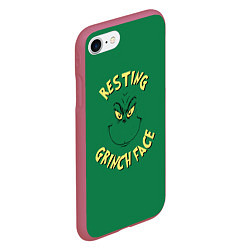 Чехол iPhone 7/8 матовый Resting Grinch Face, цвет: 3D-малиновый — фото 2