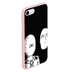 Чехол iPhone 7/8 матовый Saitama: One-Punch Man, цвет: 3D-светло-розовый — фото 2