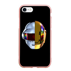 Чехол iPhone 7/8 матовый Daft Punk: Smile Helmet, цвет: 3D-светло-розовый