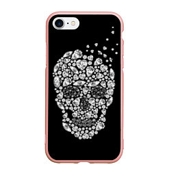 Чехол iPhone 7/8 матовый Diamond Skull, цвет: 3D-светло-розовый