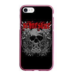 Чехол iPhone 7/8 матовый Stone Sour: Dark Skull, цвет: 3D-малиновый