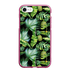 Чехол iPhone 7/8 матовый Цветущие ананасы, цвет: 3D-малиновый