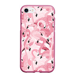Чехол iPhone 7/8 матовый Розовый фламинго, цвет: 3D-малиновый