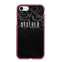 Чехол iPhone 7/8 матовый STALKER: Dark Camo, цвет: 3D-малиновый