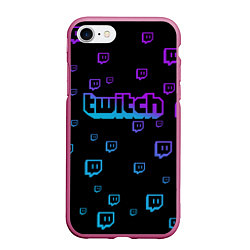 Чехол iPhone 7/8 матовый Twitch: Neon Style, цвет: 3D-малиновый