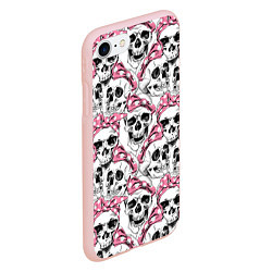 Чехол iPhone 7/8 матовый Черепа в розовых платках, цвет: 3D-светло-розовый — фото 2