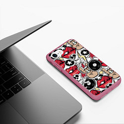 Чехол iPhone 7/8 матовый Тяжёлый рок, цвет: 3D-малиновый — фото 2