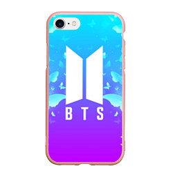 Чехол iPhone 7/8 матовый BTS: Violet Butterflies, цвет: 3D-светло-розовый