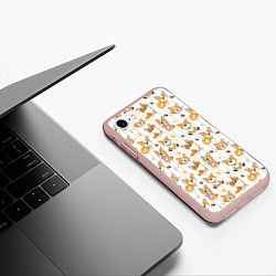Чехол iPhone 7/8 матовый Вельш корги пемброк, цвет: 3D-светло-розовый — фото 2