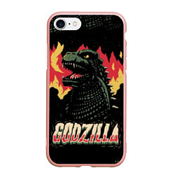 Чехол iPhone 7/8 матовый Flame Godzilla, цвет: 3D-светло-розовый