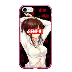 Чехол iPhone 7/8 матовый Anime Senpai, цвет: 3D-малиновый