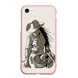 Чехол iPhone 7/8 матовый Наездница ковбойша, цвет: 3D-светло-розовый