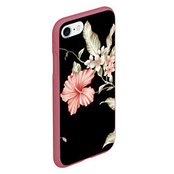 Чехол iPhone 7/8 матовый Красивые Цветочки, цвет: 3D-малиновый — фото 2