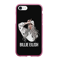 Чехол iPhone 7/8 матовый BILLIE EILISH, цвет: 3D-малиновый