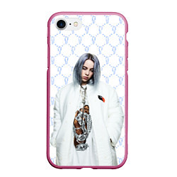 Чехол iPhone 7/8 матовый BILLIE EILISH: White Fashion, цвет: 3D-малиновый