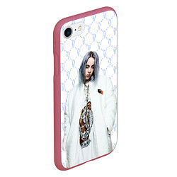 Чехол iPhone 7/8 матовый BILLIE EILISH: White Fashion, цвет: 3D-малиновый — фото 2