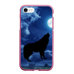 Чехол iPhone 7/8 матовый WOLF, цвет: 3D-малиновый