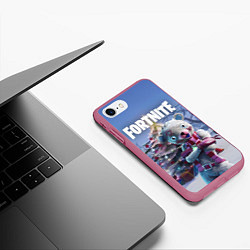 Чехол iPhone 7/8 матовый Fortnite Новогодний, цвет: 3D-малиновый — фото 2