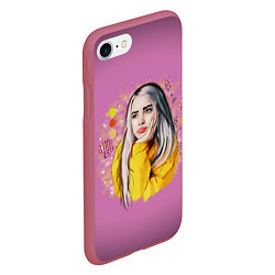 Чехол iPhone 7/8 матовый BILLIE EILISH, цвет: 3D-малиновый — фото 2