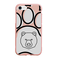 Чехол iPhone 7/8 матовый Душа севера - след медведя, цвет: 3D-светло-розовый