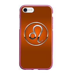 Чехол iPhone 7/8 матовый Leo Лев, цвет: 3D-малиновый