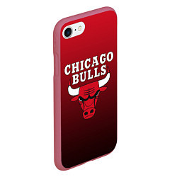 Чехол iPhone 7/8 матовый CHICAGO BULLS, цвет: 3D-малиновый — фото 2