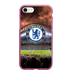 Чехол iPhone 7/8 матовый FC Chelsea, цвет: 3D-малиновый