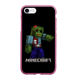 Чехол iPhone 7/8 матовый MINECRAFT ЗОМБИ, цвет: 3D-малиновый